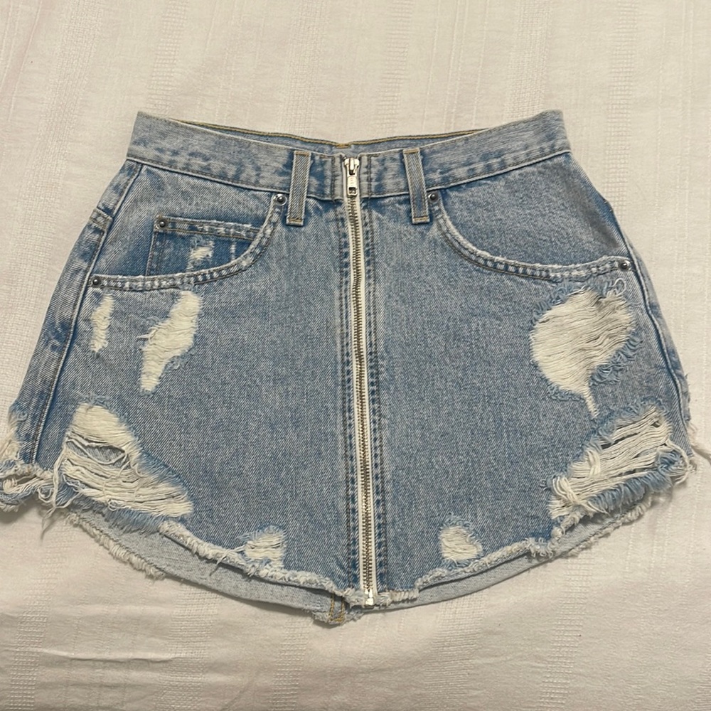 Carmar Denim zip-up mini denim skirt
